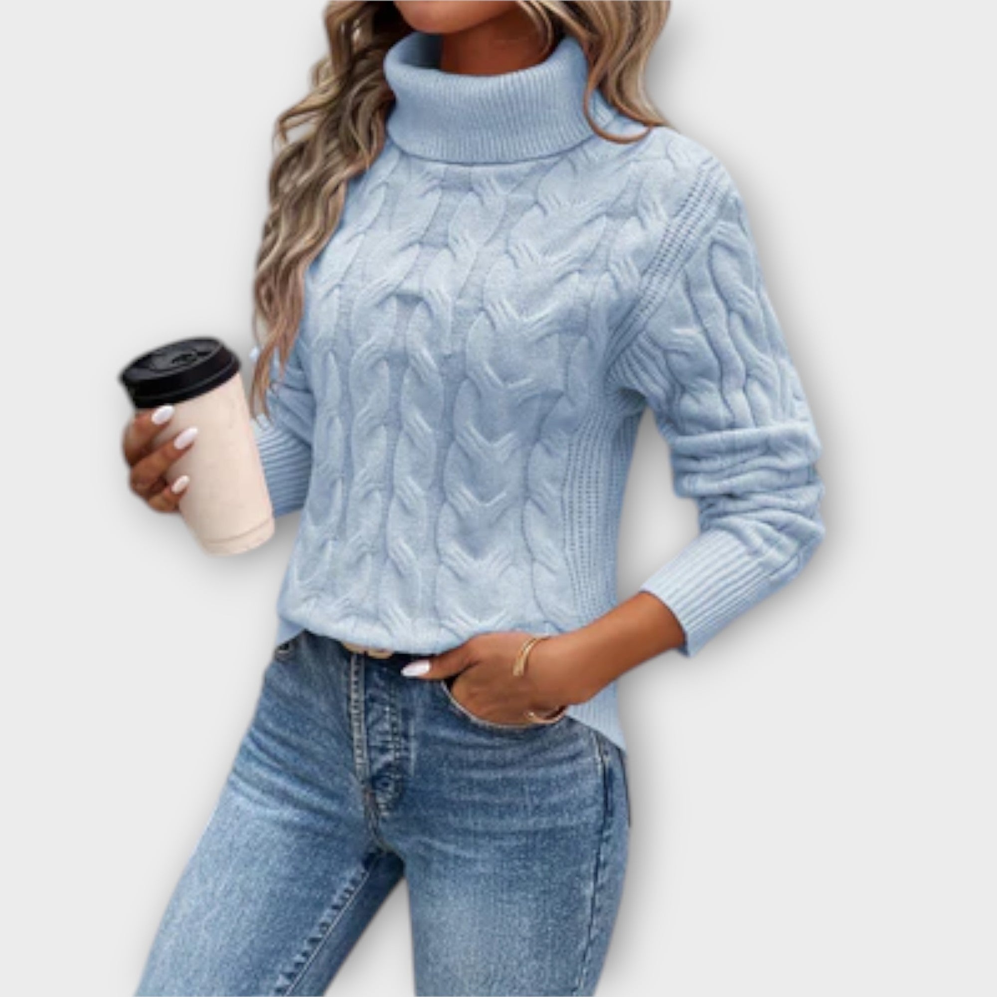 Amelia – Elegantais Roll Neck Džemperis Trikotāžā