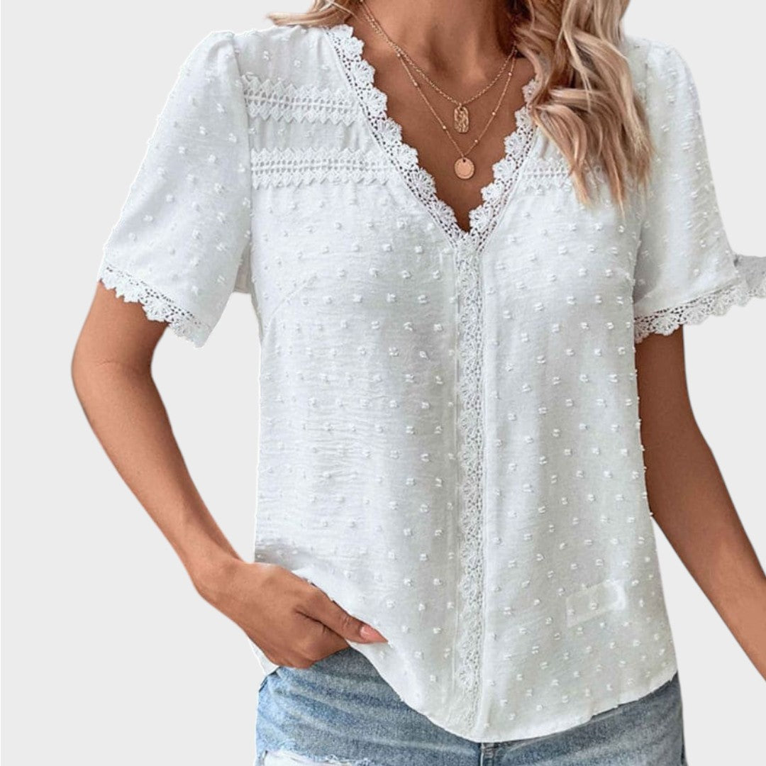 Lea | Wiissi Structured Summer Blouse with V-Neckline