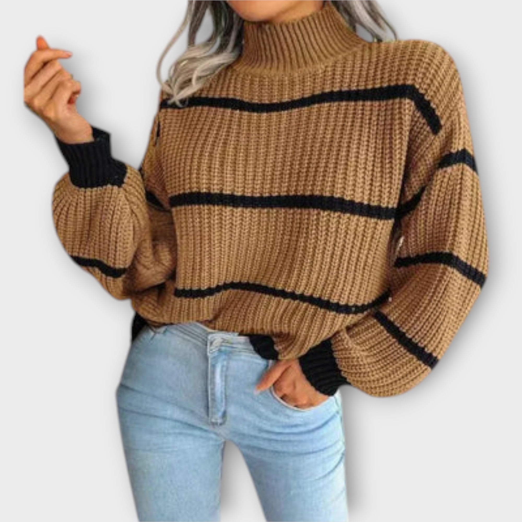 Chavala - Striped Roll Neck Sweater