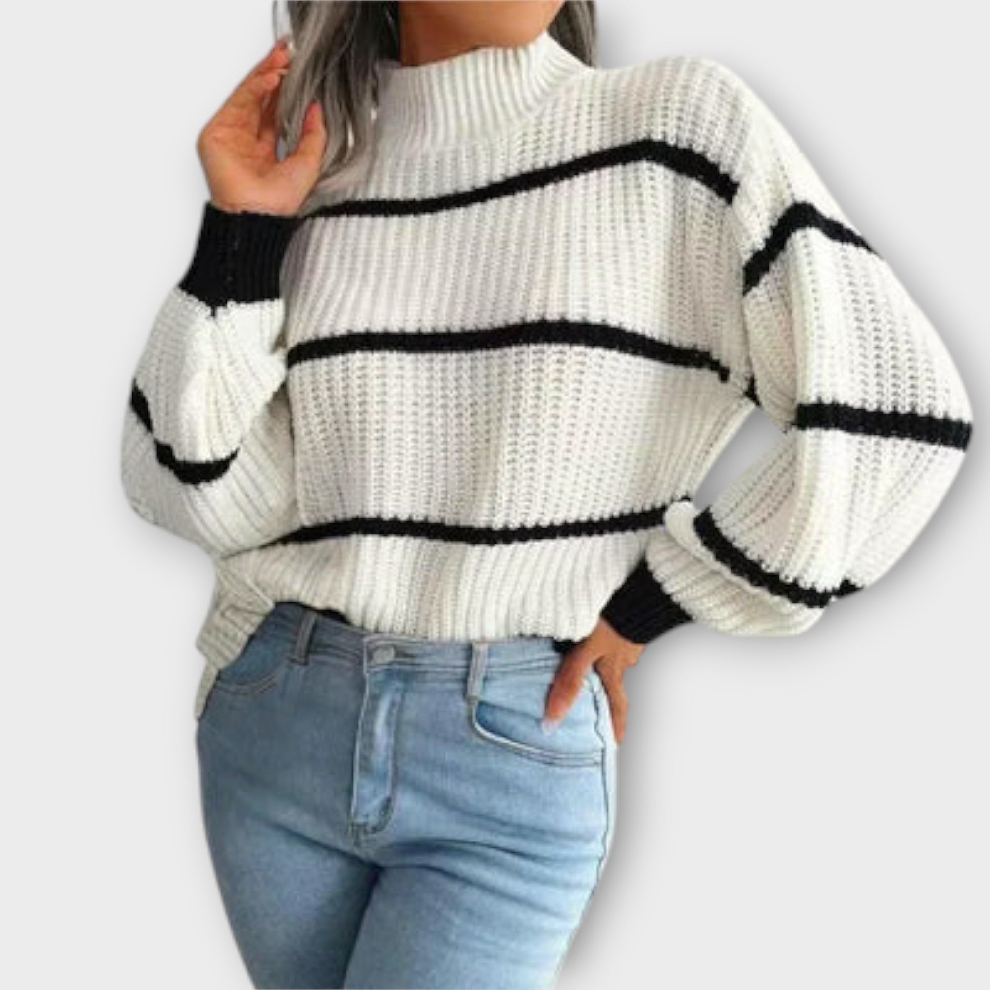 Chavala - Striped Roll Neck Sweater
