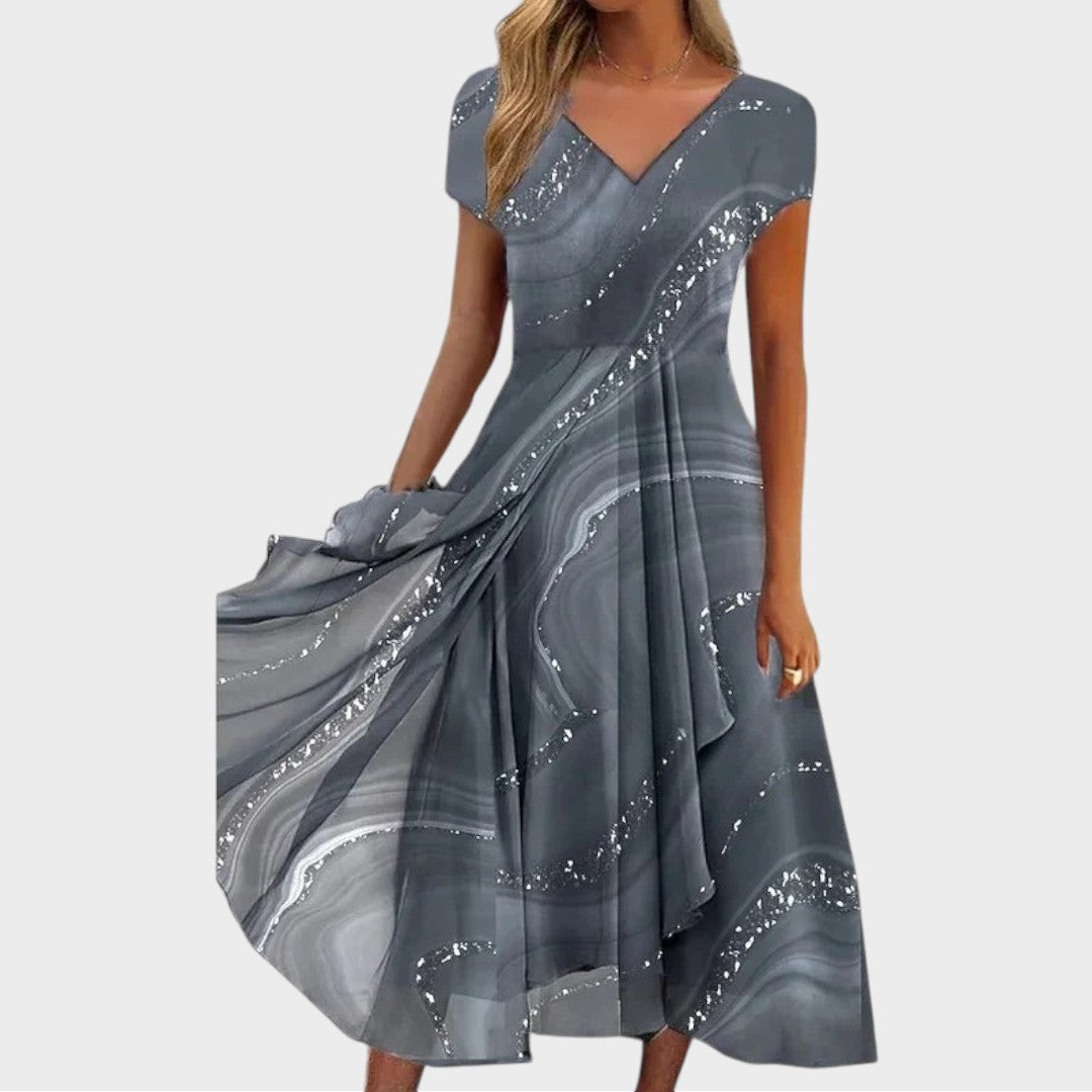 Isha | Eleganta Midi Kleita ar V-veida Dekolte