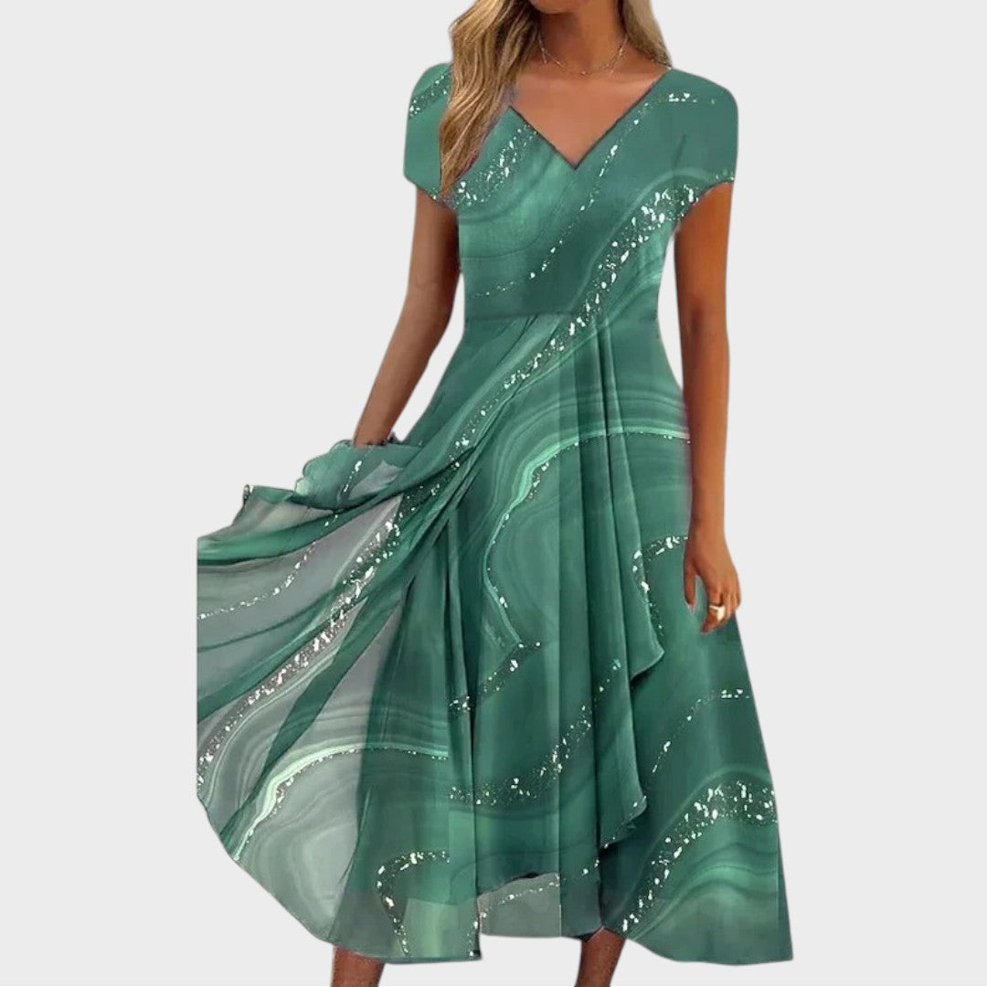 Isha | Eleganta Midi Kleita ar V-veida Dekolte
