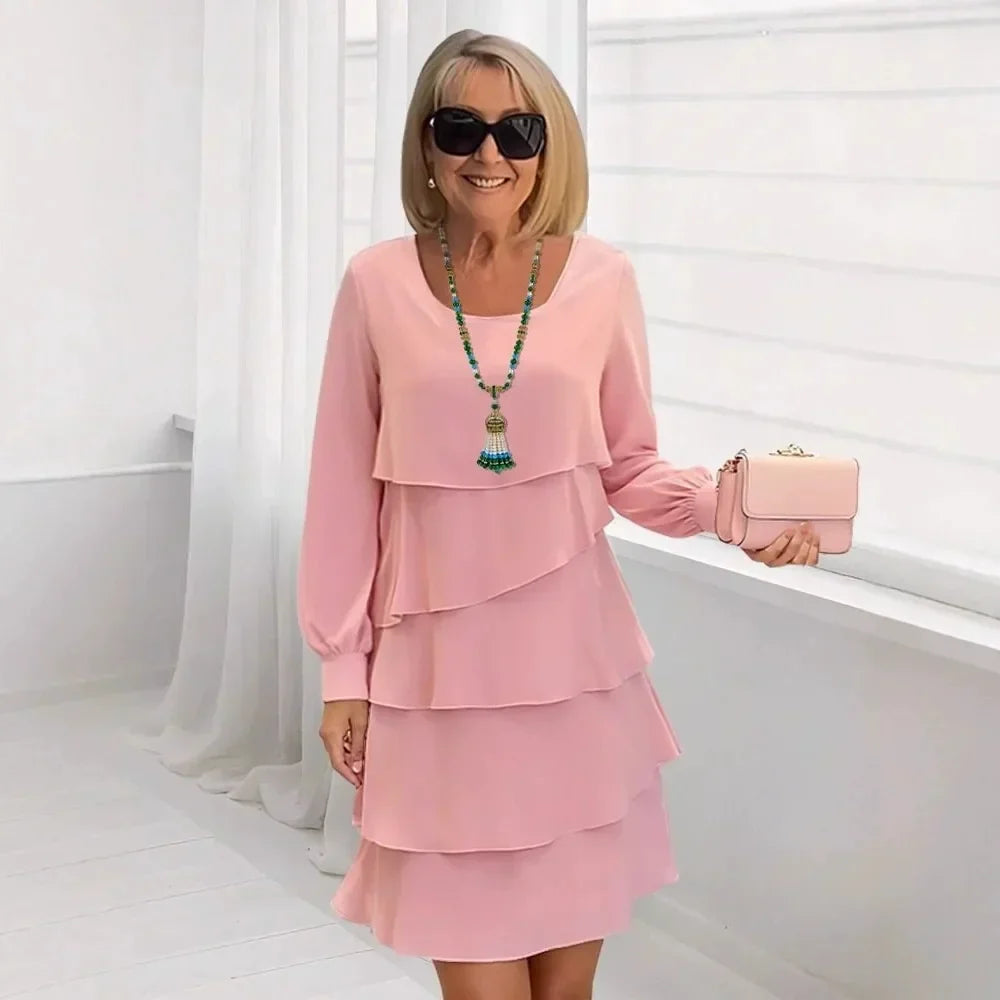 Margaret | Elegant Comfort Ruffled Dress with Long Sleeves