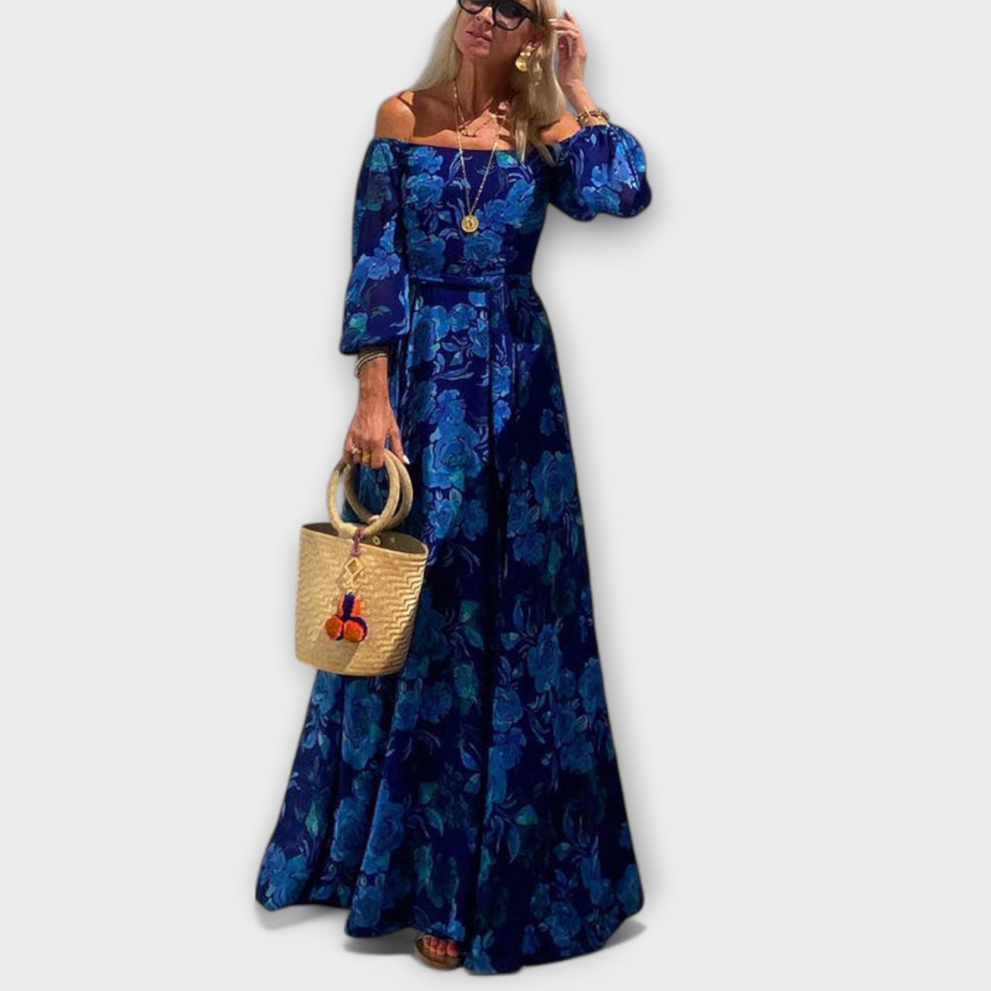 Juniper – Off-Shoulder Maxi Kleita ar Rūtiņu Augšdaļu, Ideāla Brīvdienām