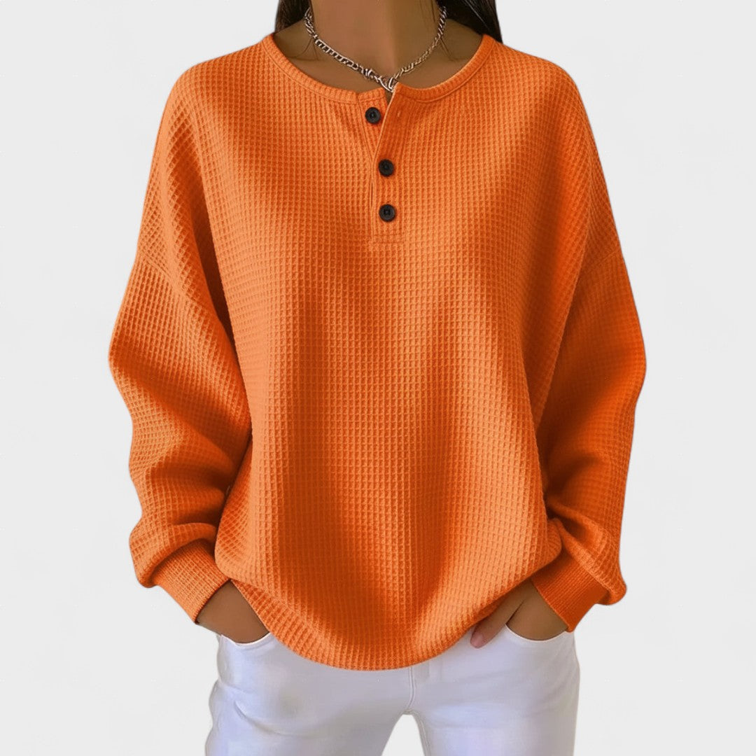 Piper | Komfortabls Vafļu Adījuma Henley Krekls