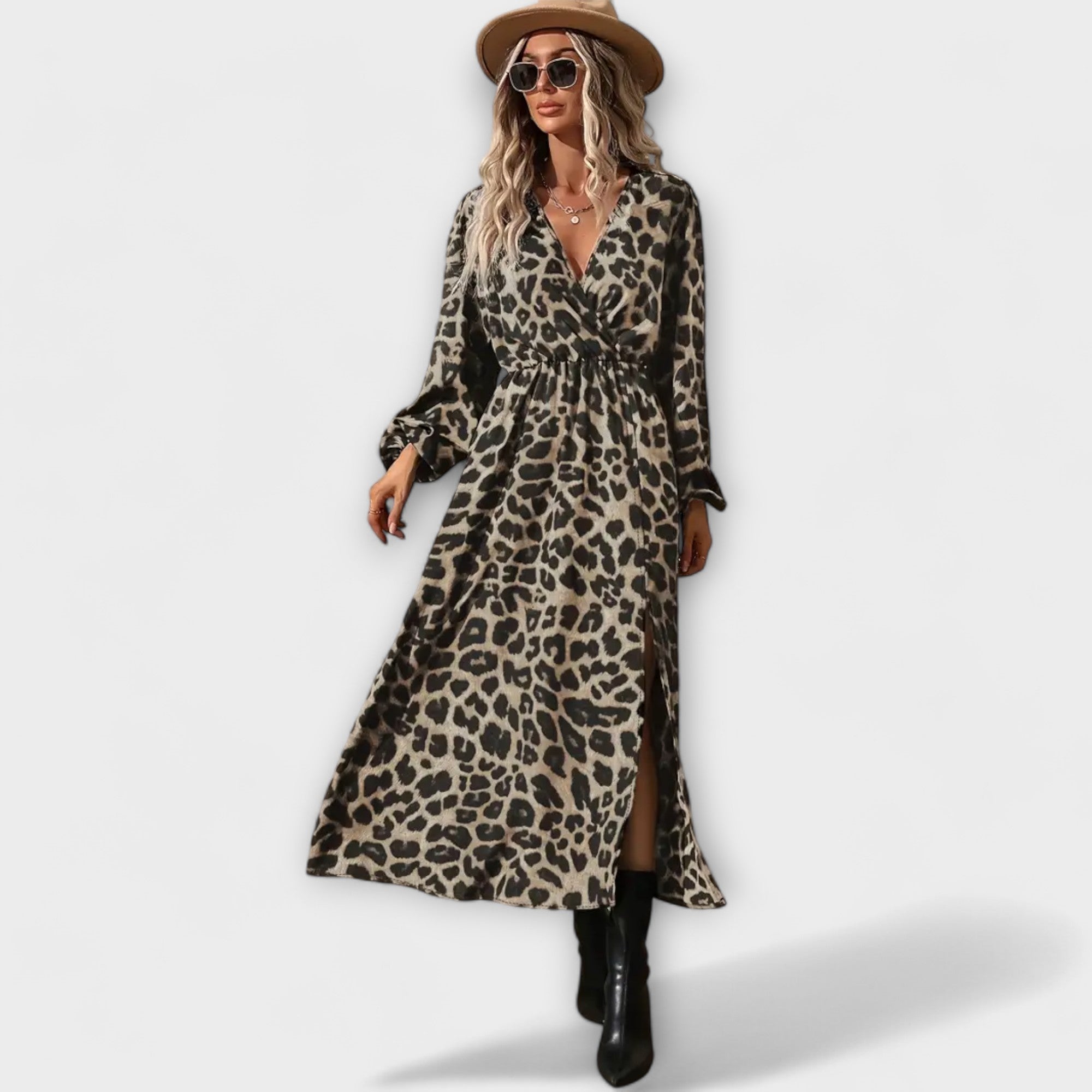 Natalie - Eleganta leopardu raksta kleita