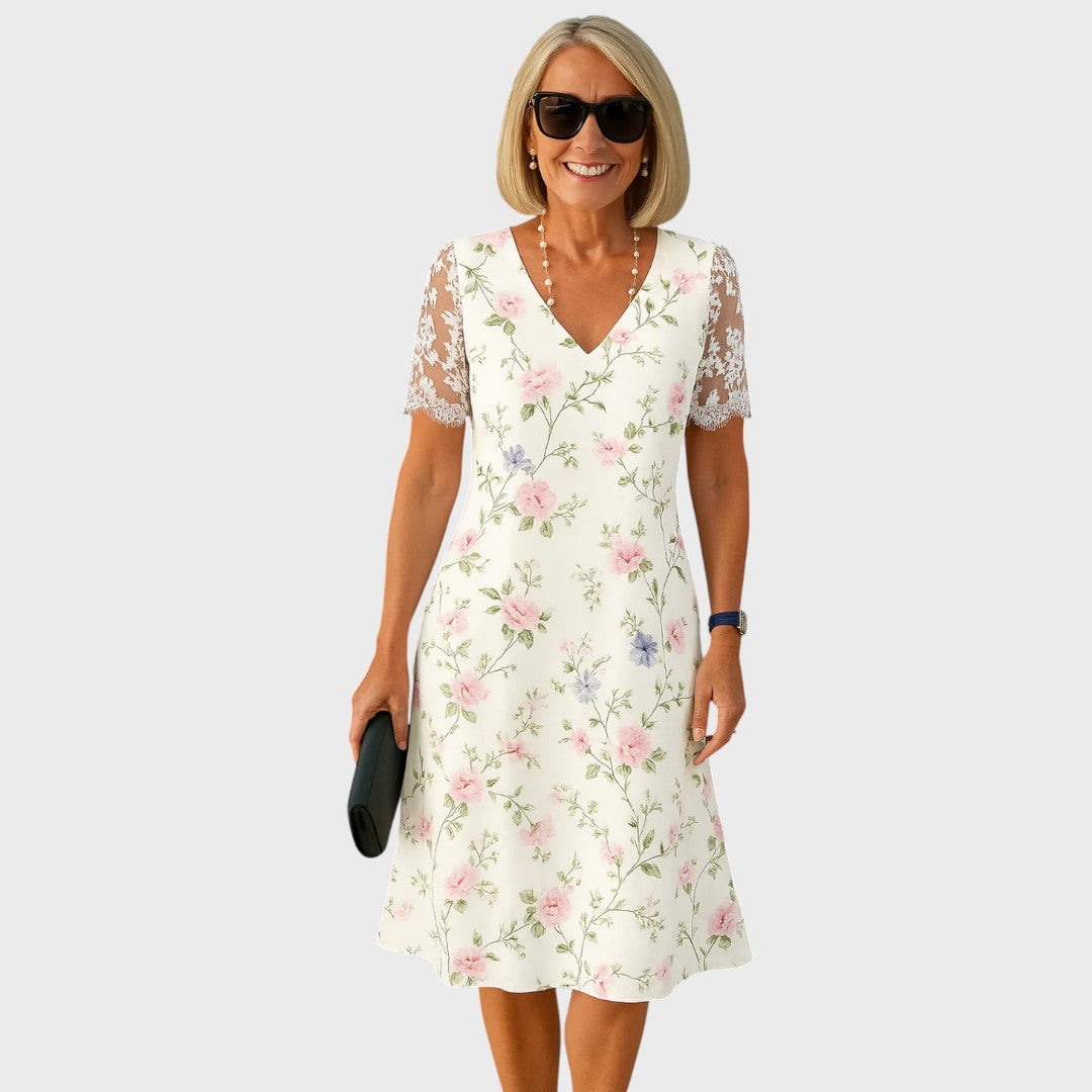 Laura | Eleganta Midi Kleita ar Mežģīņu Akcentiem